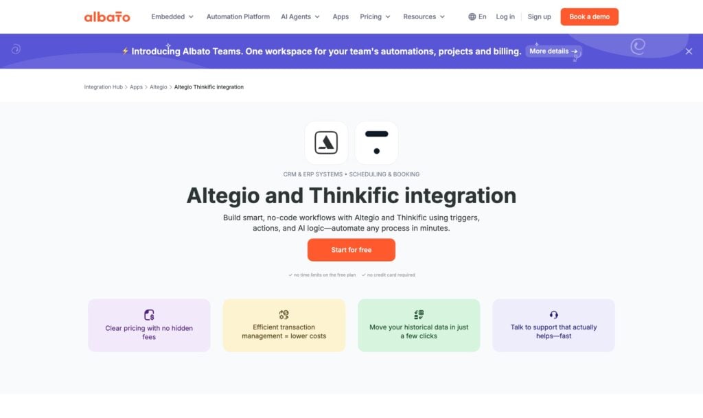 beautyacademyalbatoaltegiothinkific The Altegio Times Albato integration of Altegio with Thinkific automatic course enrolment for beauty academy students