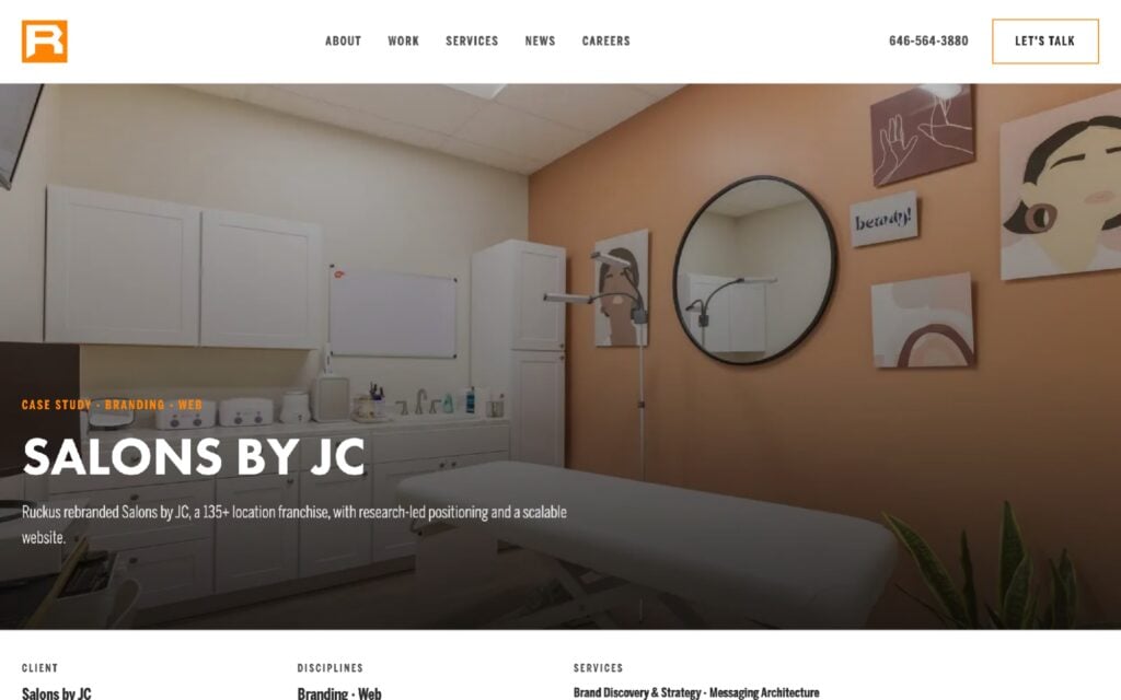 brandingagenciesruckussalons The Altegio Times Ruckus Salons by JC case website with a microsite for every salon franchise location