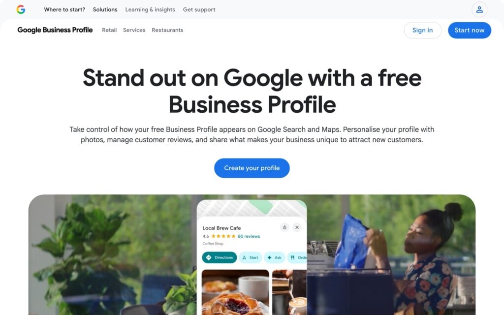 Google Business Profile home page a free listing that shows a salon on Google Search and Maps