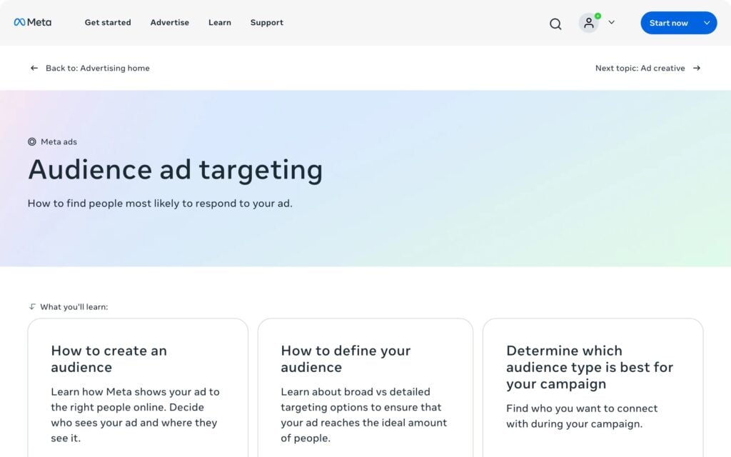 Meta for Business audience ad targeting page explaining how to find people most likely to respond to a local ad