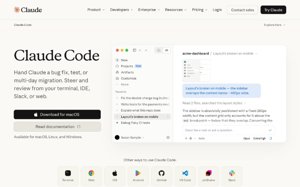 salonsoftwaretoolsclaudecode The Altegio Times Claude Code agentic coding homepage first screen