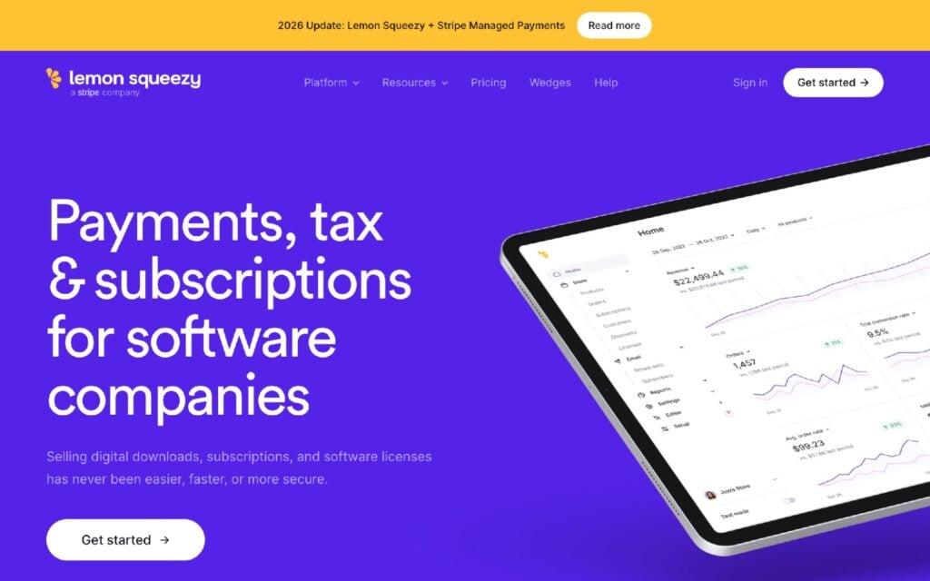 salonsoftwaretoolslemonsqueezy The Altegio Times Lemon Squeezy merchant of record homepage first screen