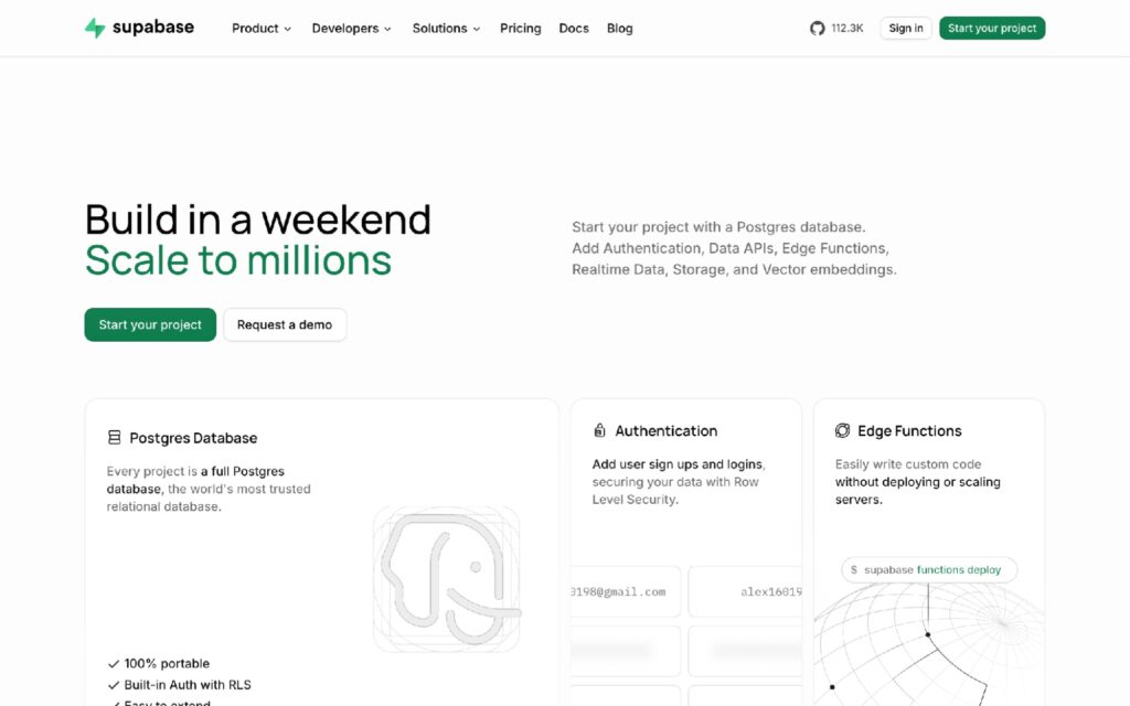 salonsoftwaretoolssupabasebackend The Altegio Times Supabase backend as a service homepage first screen