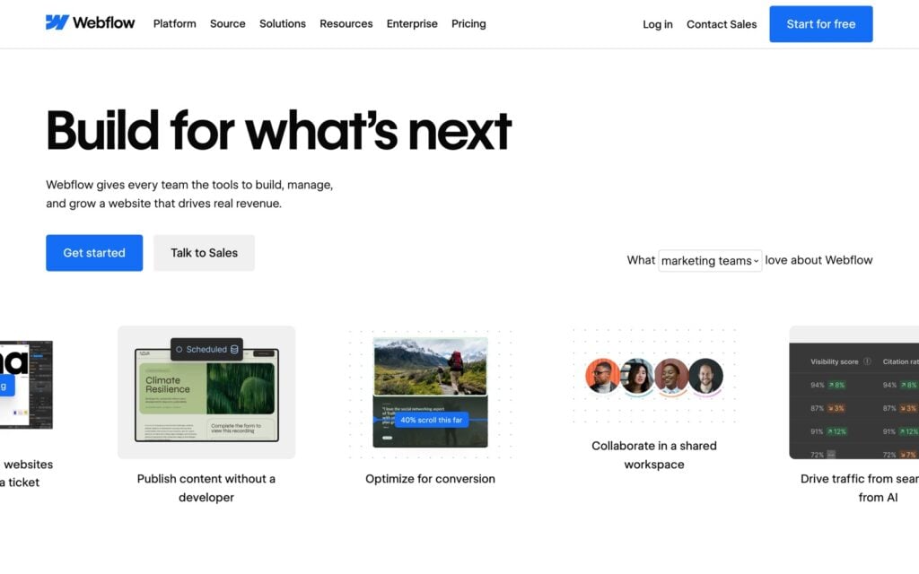 Webflow home page website builder for a salon site made by a designer