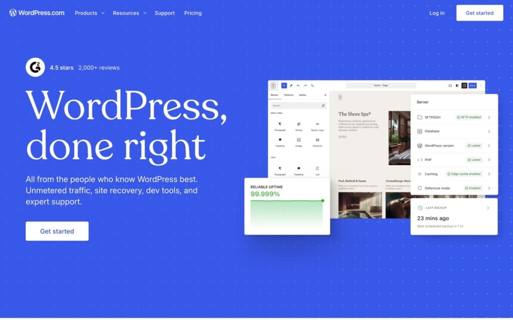 WordPresscom home page website builder for a salon site with a blog