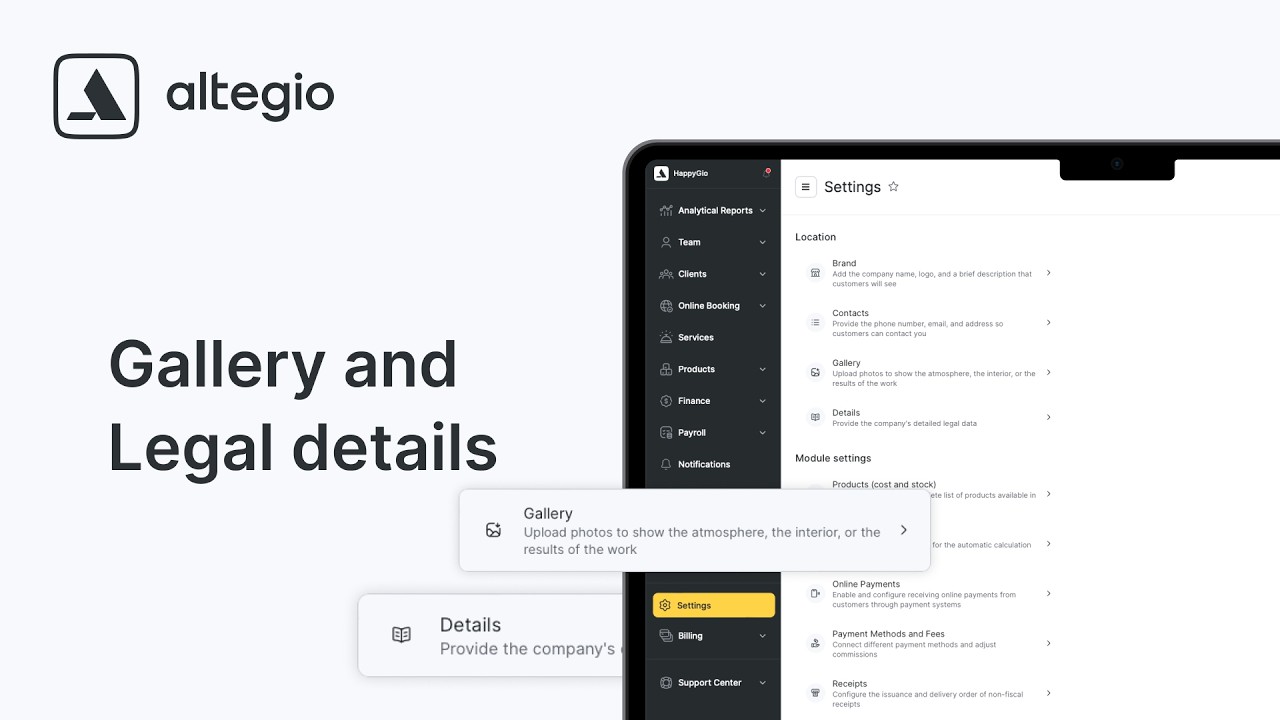 2. Basics: Setting Up Gallery and Legal Details