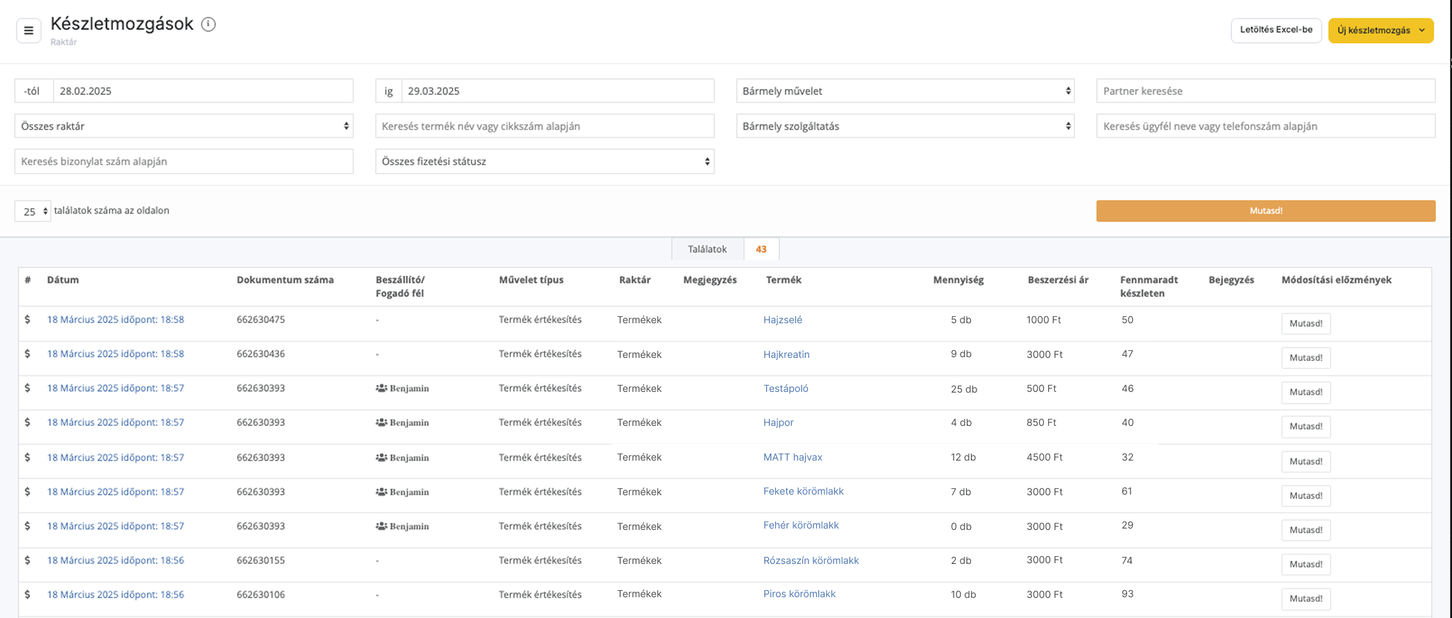 leltár-ellenőrzés