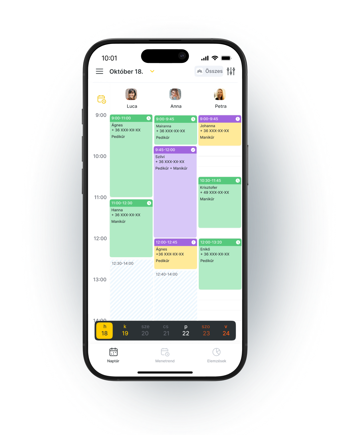 Staff work schedule in Altegio