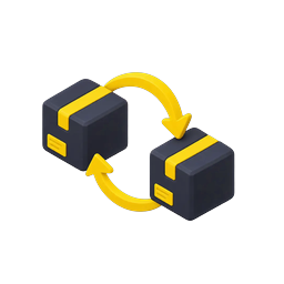 Icon: two boxes with a circular arrow between them
