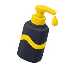Icon: a pump bottle with a drop leaving the nozzle