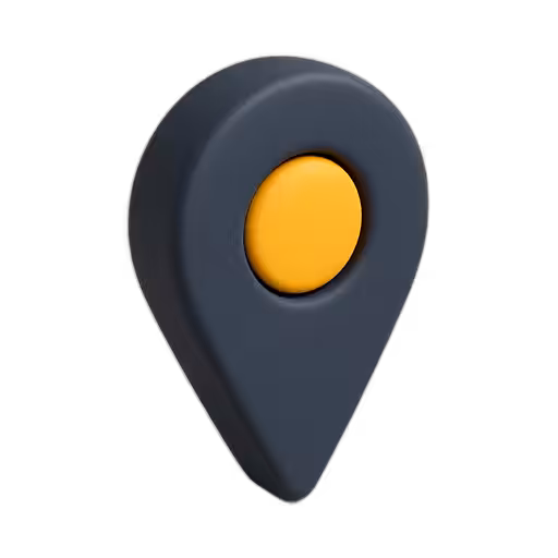 Dark gray map pin with a yellow circular center, indicating a location marker on a map interface.
