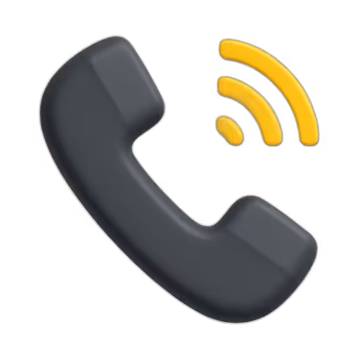Phone handset icon with a yellow wireless signal, indicating a call action