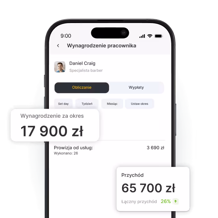 mobile salary dashboard on a smartphone showing daniel craig&aposs earnings period pay 4157 € total income 15290 € with calculation tab active | altegio | altegio