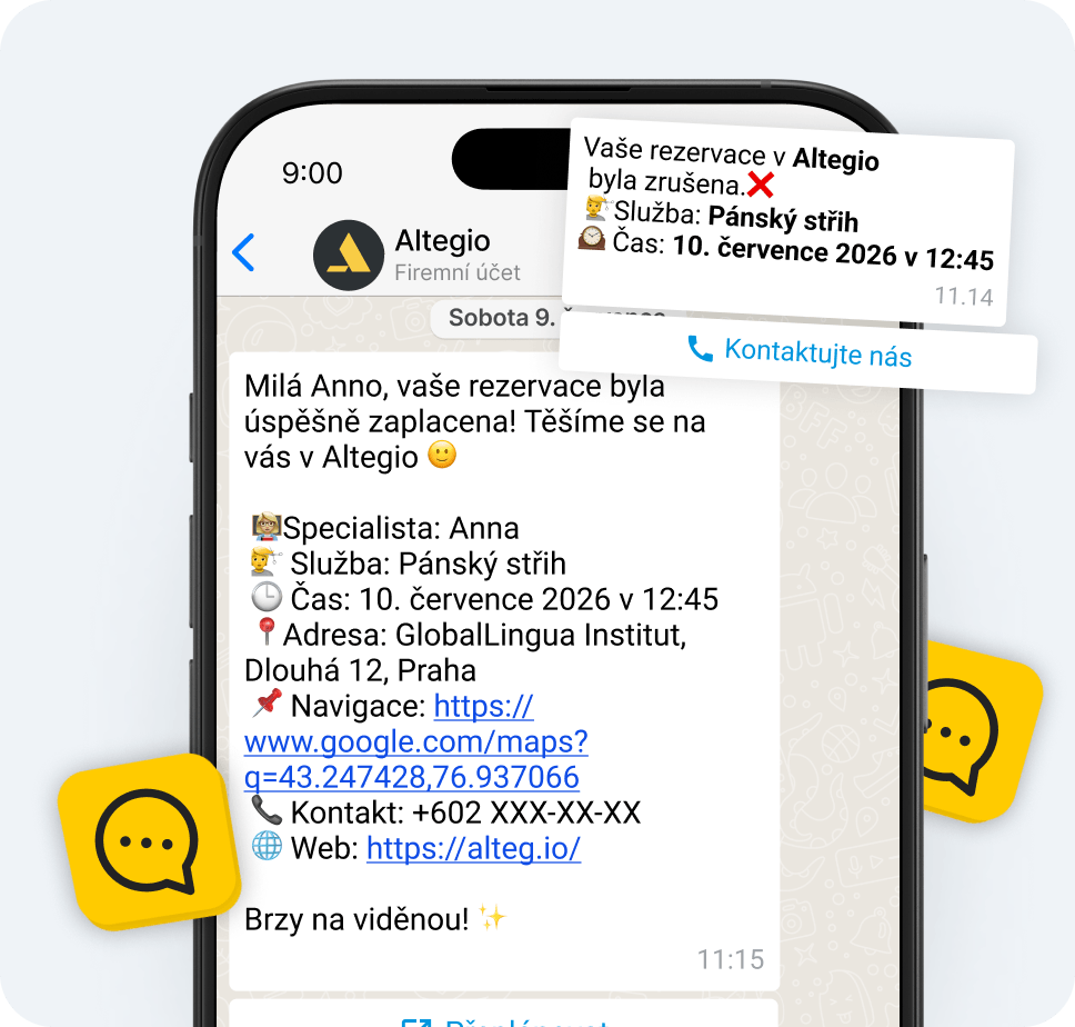 smartphone screen showing a canceled altegio appointment haircut at 1245 pm on july 10 2026 with address and map link details | altegio