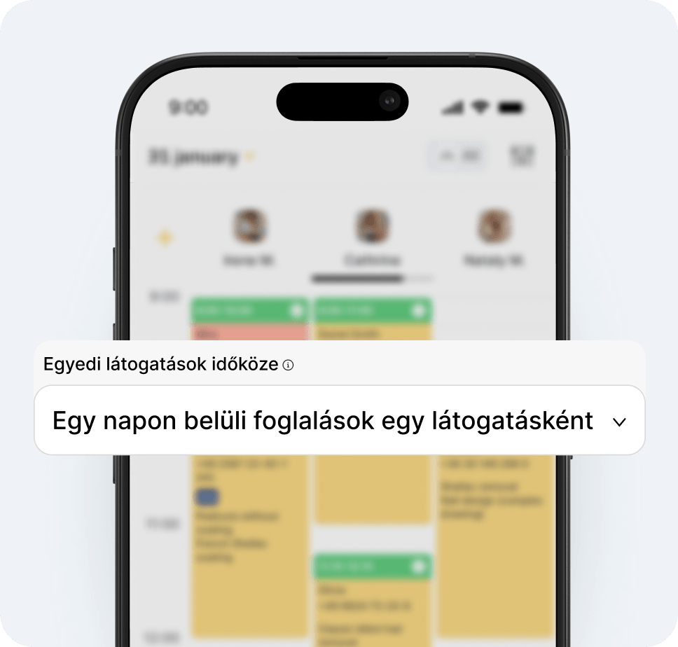 mobile app screen showing an analytics panel with a large white card that reads all clients bookings in a day count as one visit | altegio