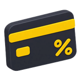 Discount or promo card icon with a yellow stripe and percent sign
