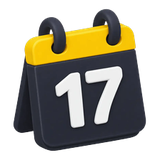 Calendar icon showing the date 17 on a dark calendar page with a yellow header.